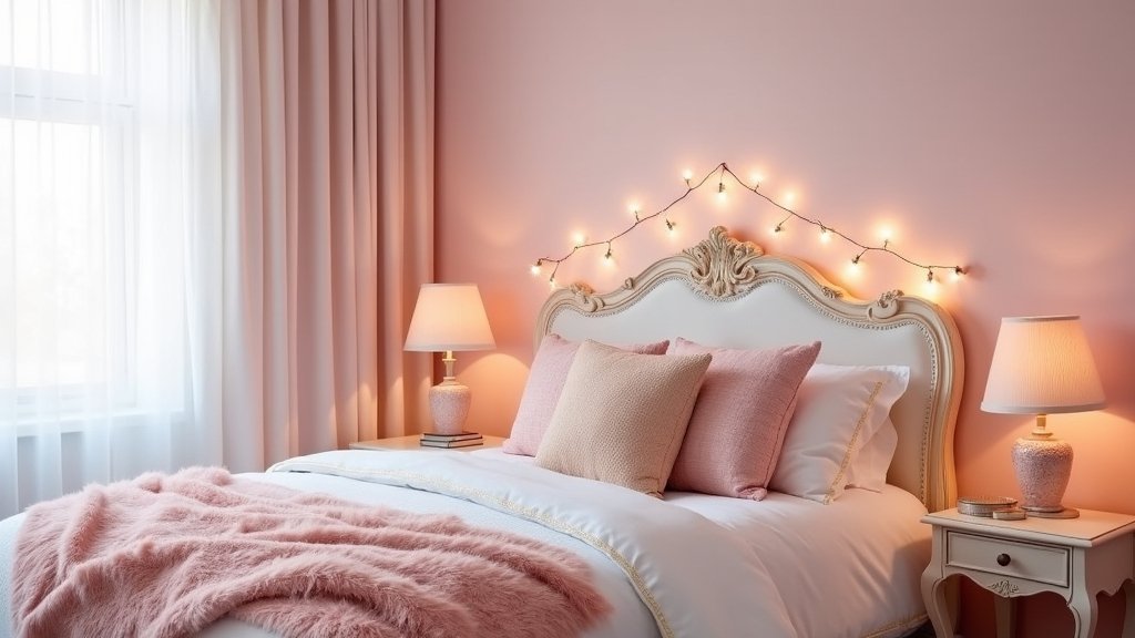 cozy pink bedroom aesthetics