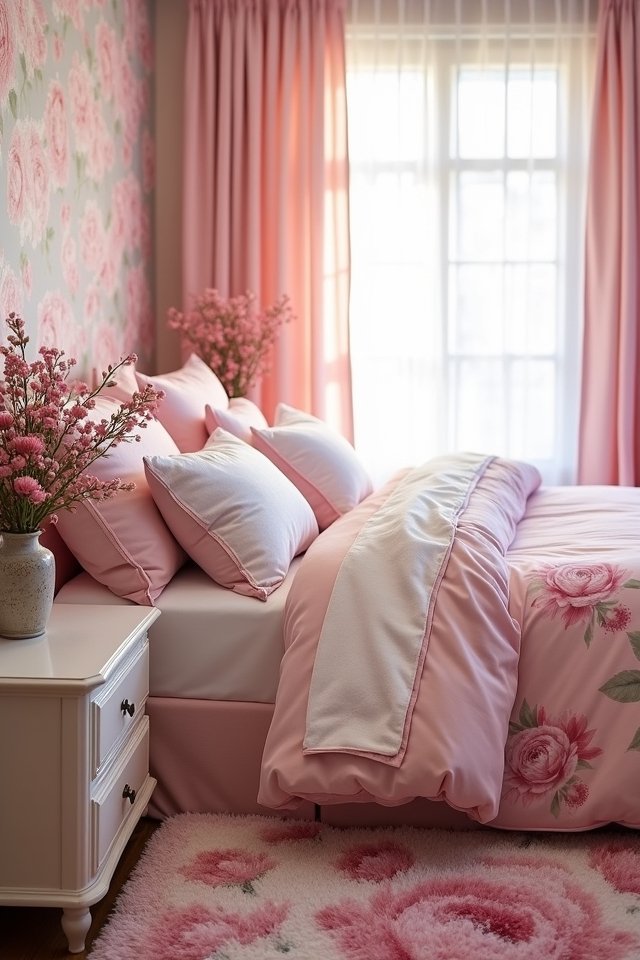 cozy pink floral decor