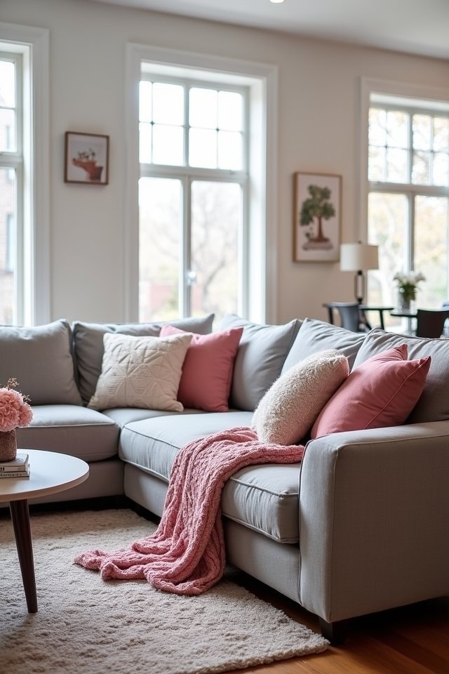 cozy pink knitted throws