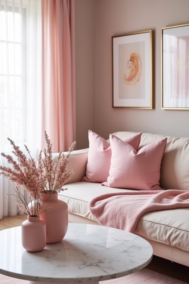cozy pink living room accessories