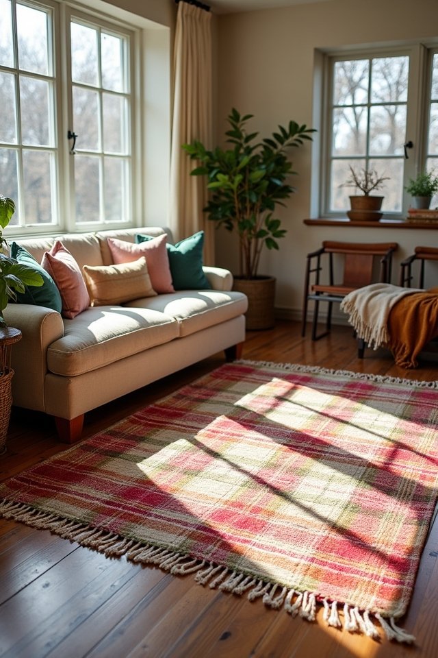 cozy plaid cotton rug