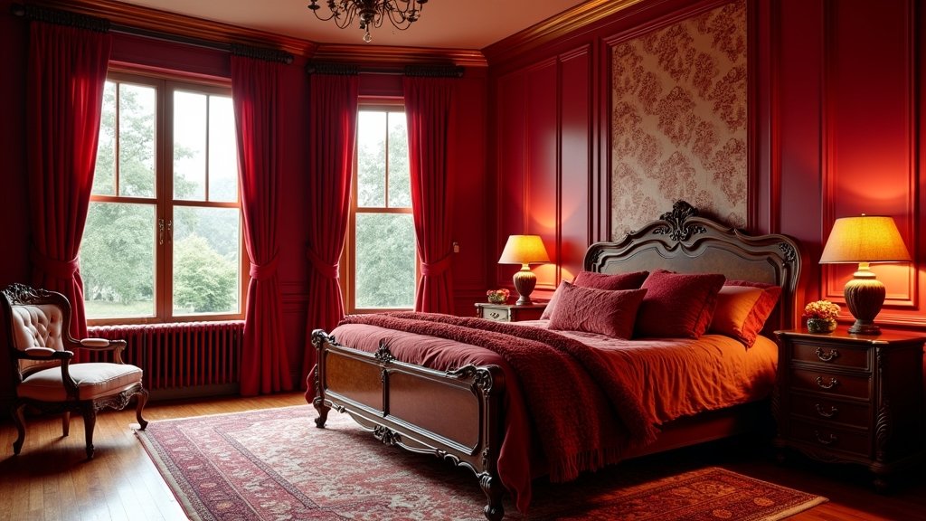 cozy red bedroom aesthetics