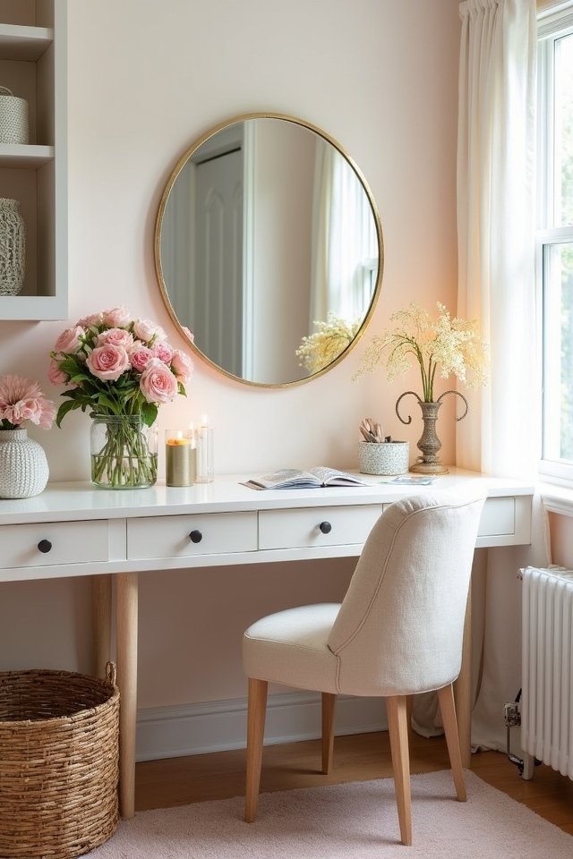 cozy round mirror nook