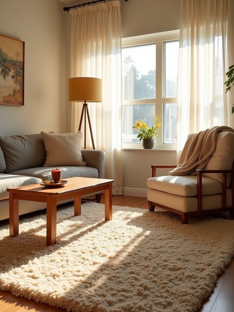 cozy rug adds warmth