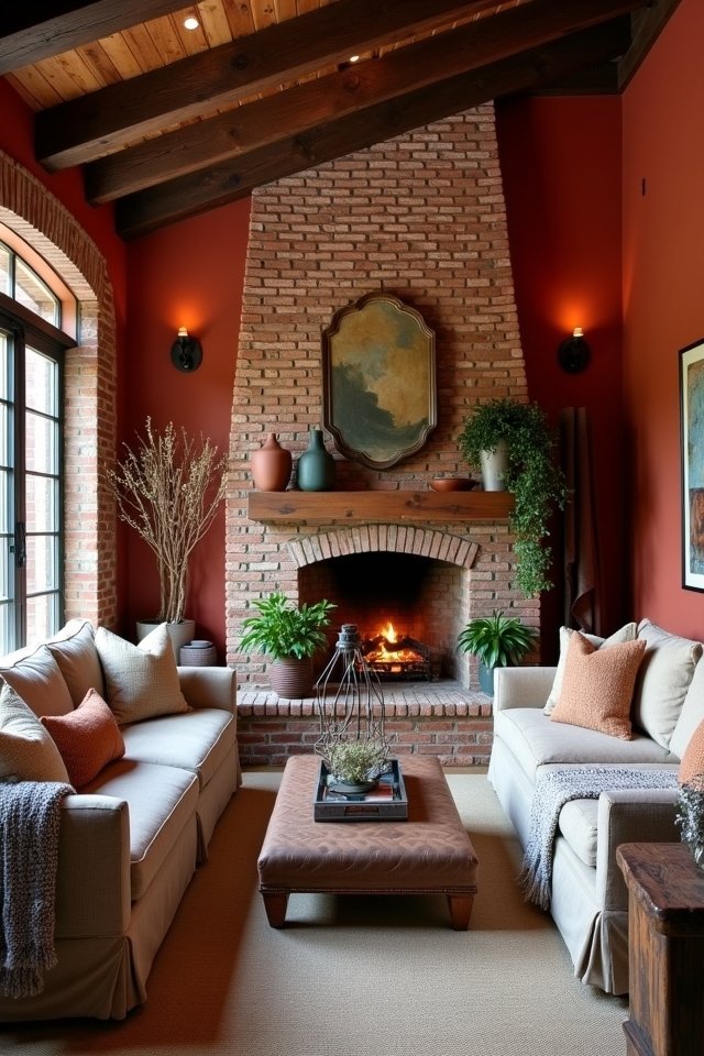 cozy rustic brick red