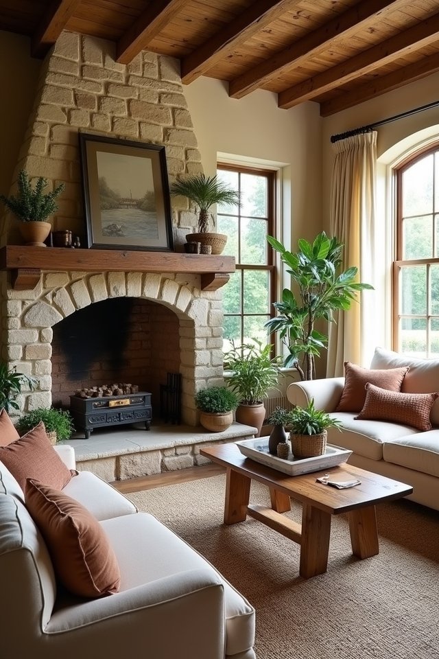 cozy rustic fireplace ambiance