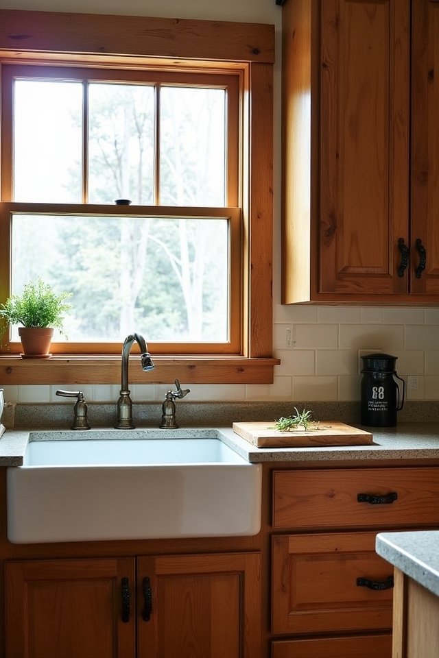 cozy rustic hickory cabinets