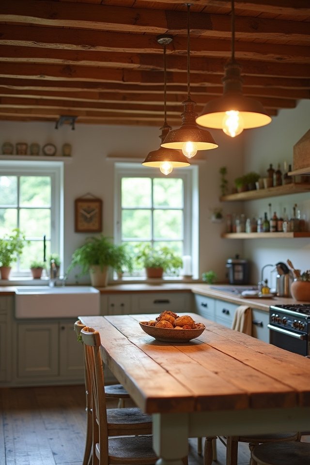 cozy rustic kitchen lighting
