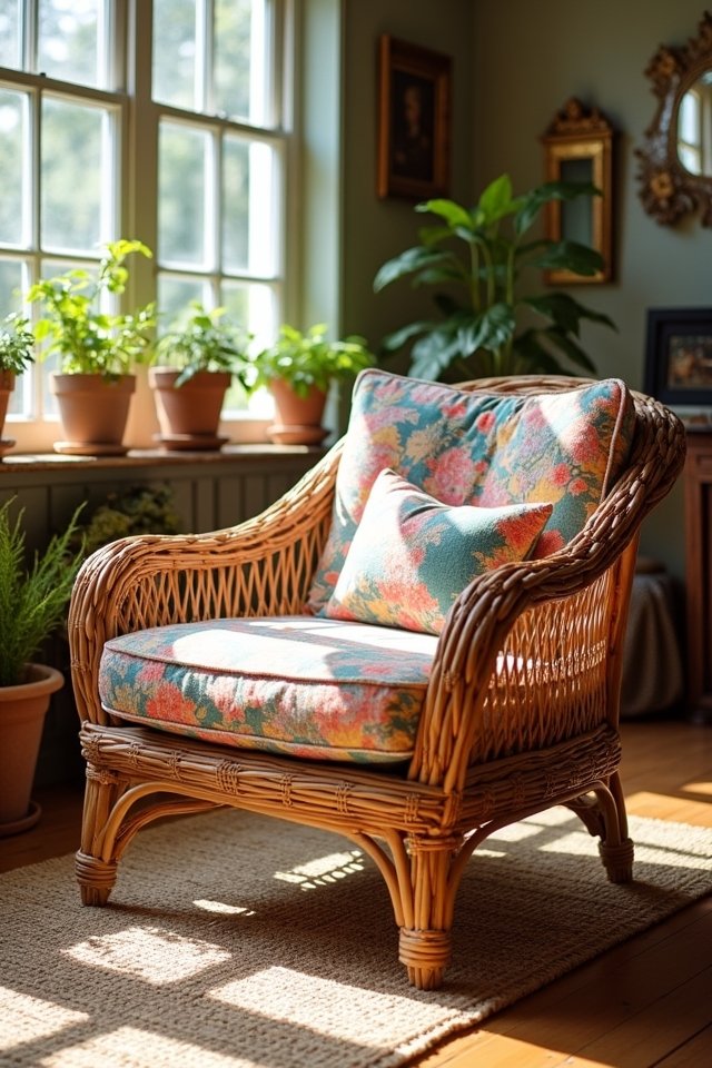 cozy rustic rattan chair