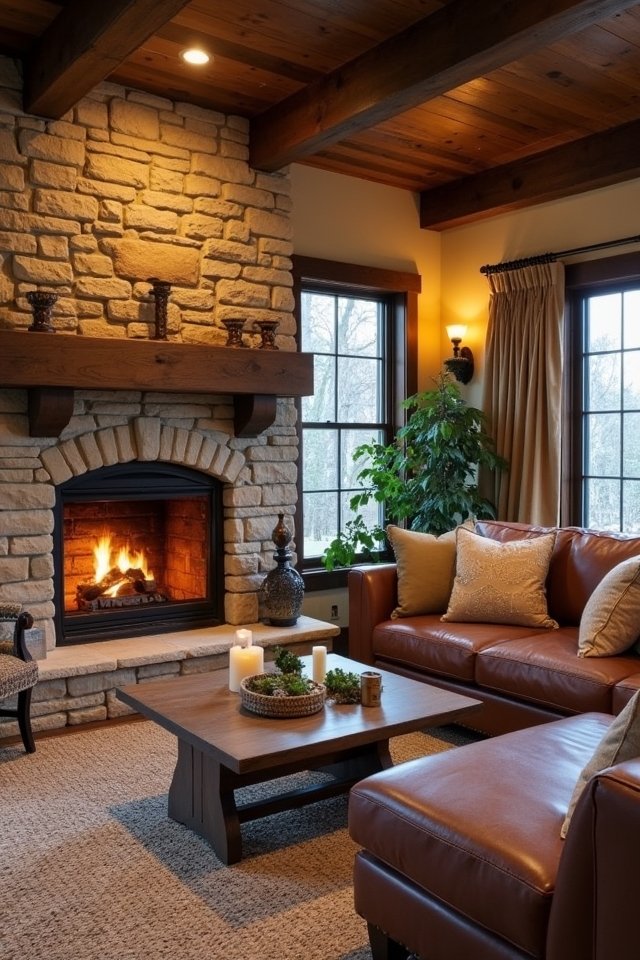 cozy rustic stone elements