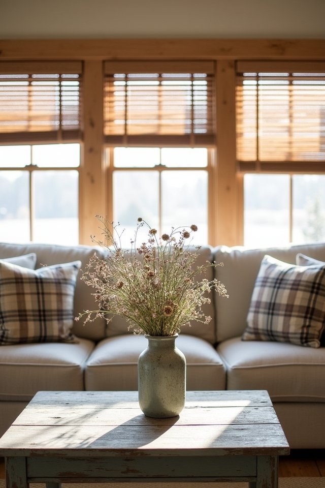 cozy rustic wood blinds
