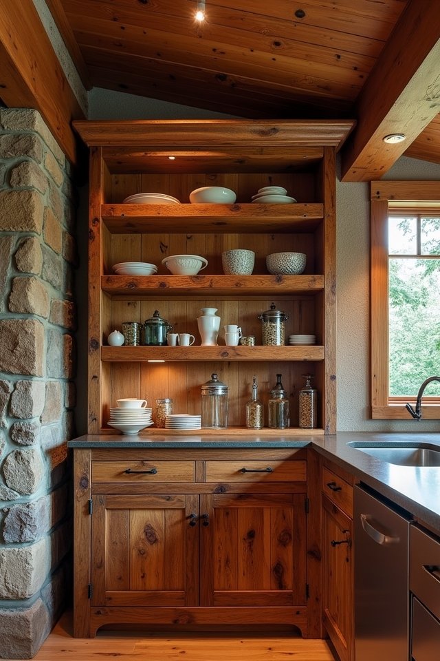 cozy rustic wood hutch