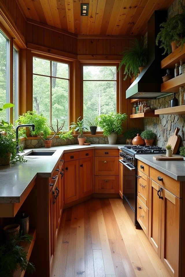 cozy rustic wooden cabinets