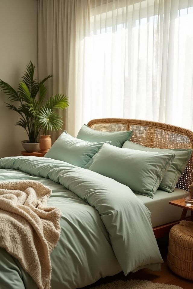 cozy sage green bedding