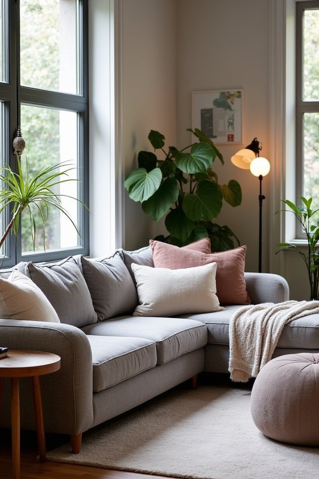 cozy sectional reading nook