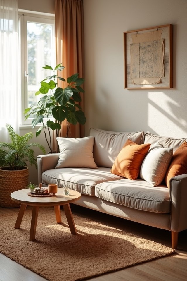 cozy soft brown living room