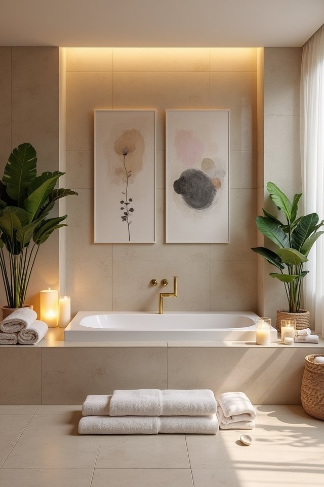 cozy spa inspired bathroom decor