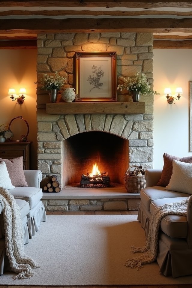 cozy statement fireplace design