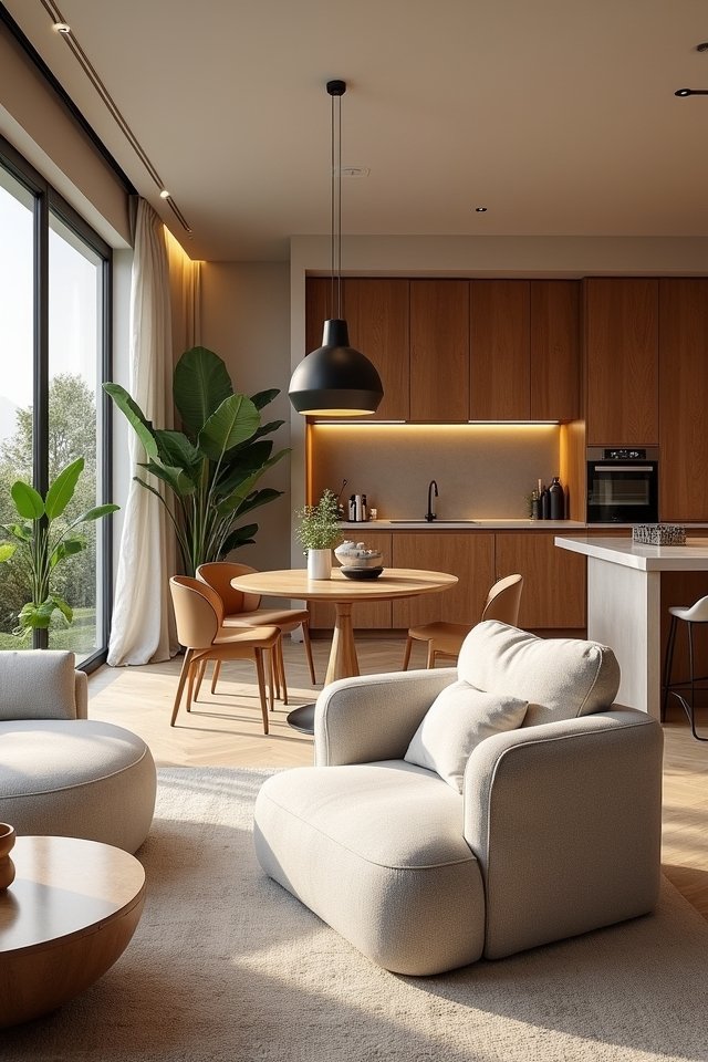 cozy textiles and greenery