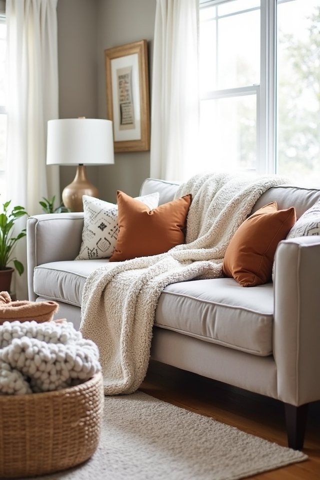 cozy textiles for greige living