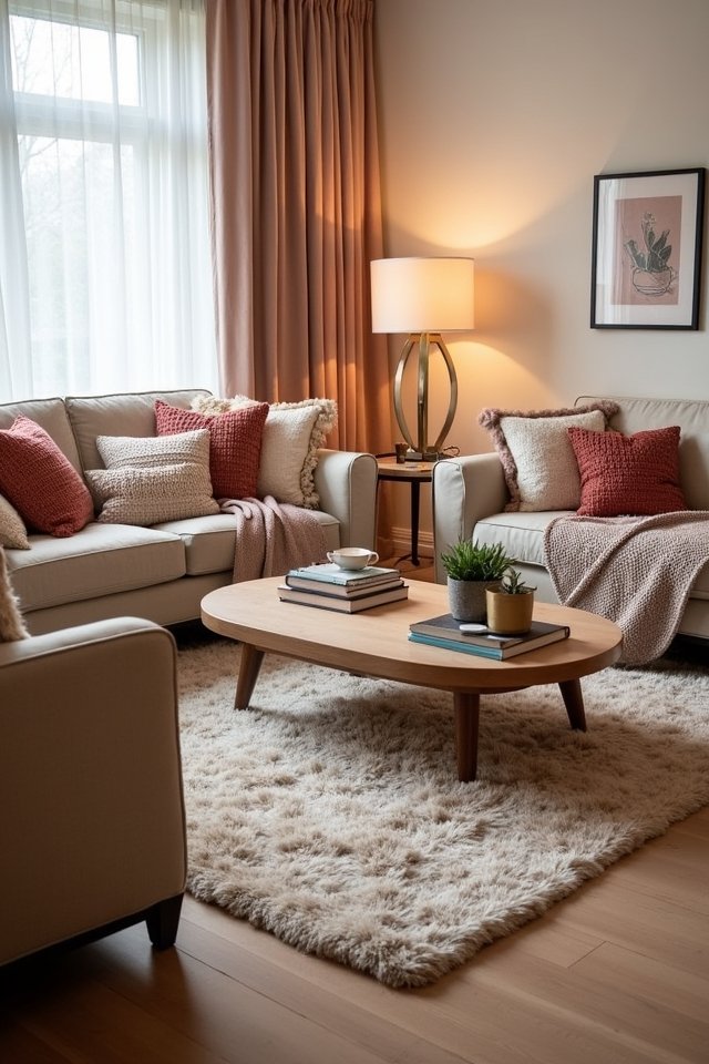 cozy textiles for living room