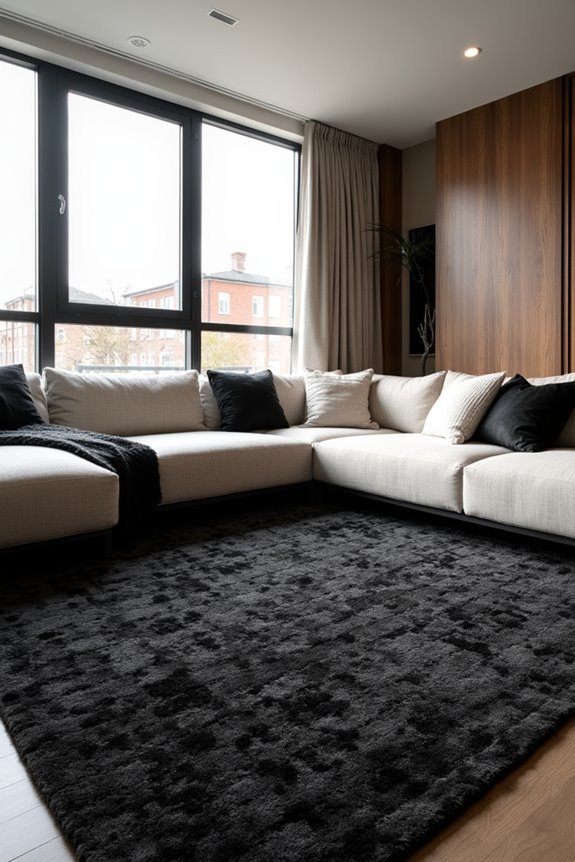cozy textured black rugs