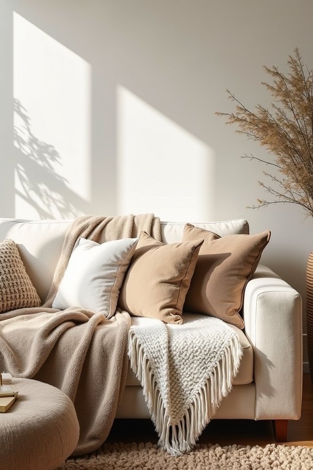 cozy textured throws layering