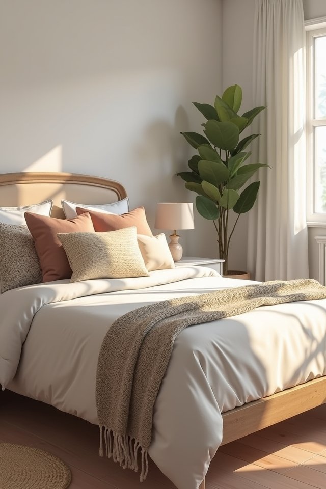 cozy vibrant layered pillows