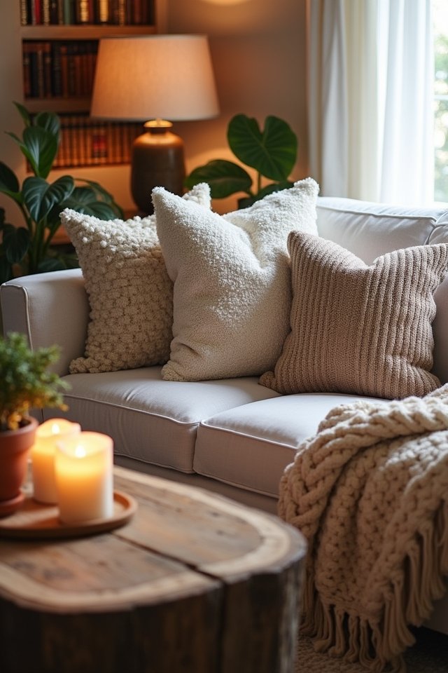 cozy vibrant textured pillows