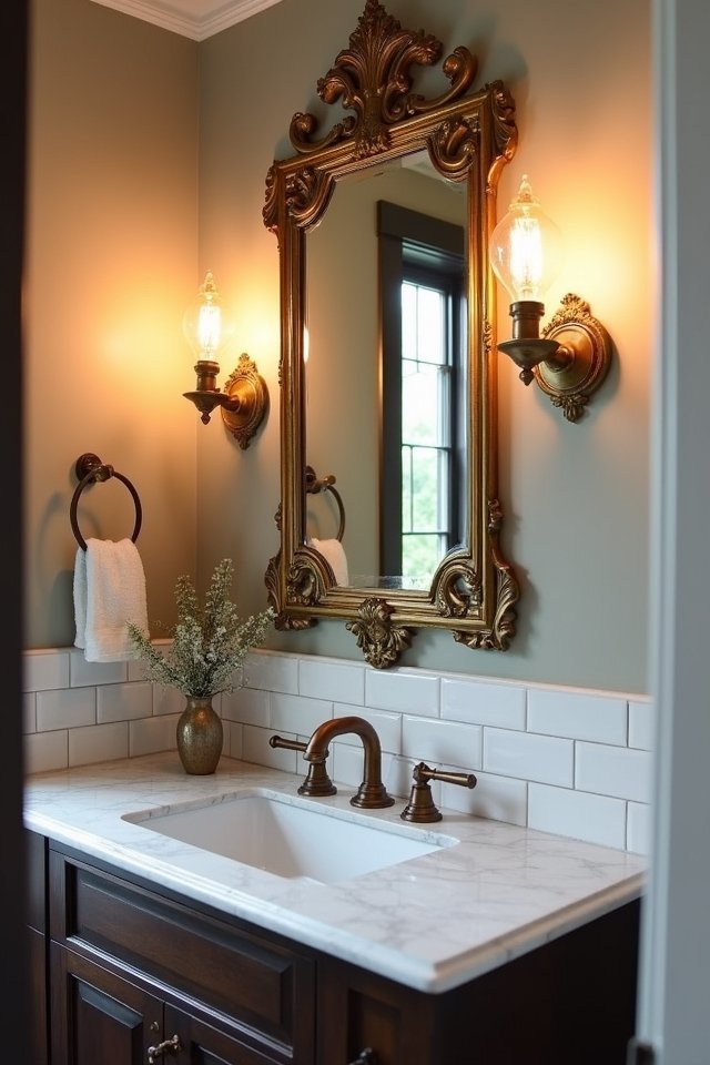 cozy vintage bathroom lighting