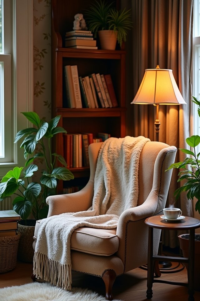 cozy vintage reading nook