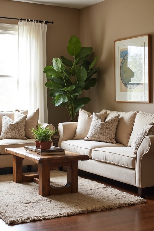 cozy warm taupe living room