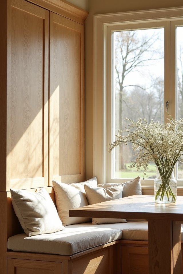 cozy white oak banquette