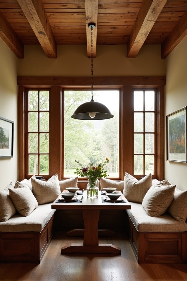 cozy wooden seating nook