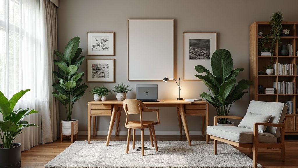 cozy workspace in living room