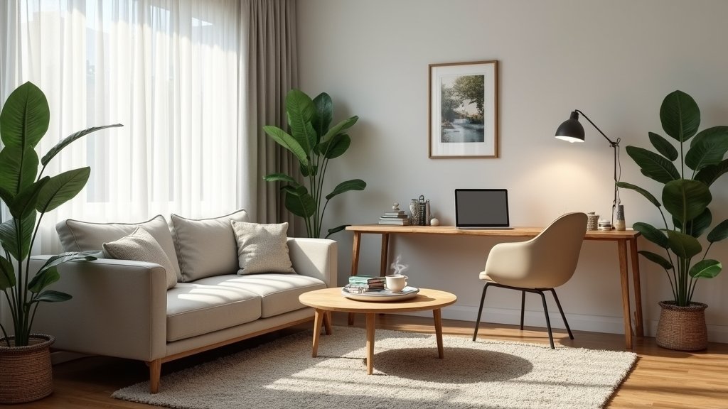 cozy workspace living room