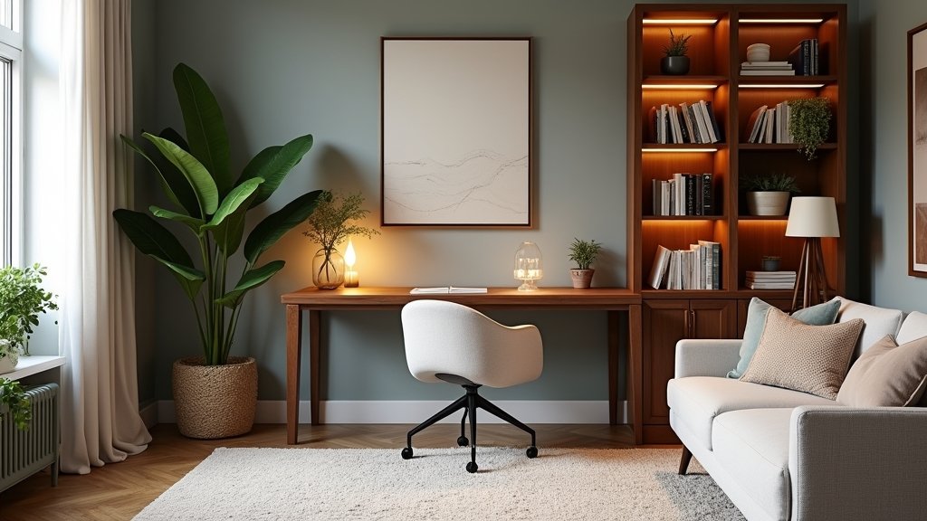 cozy workspace living room