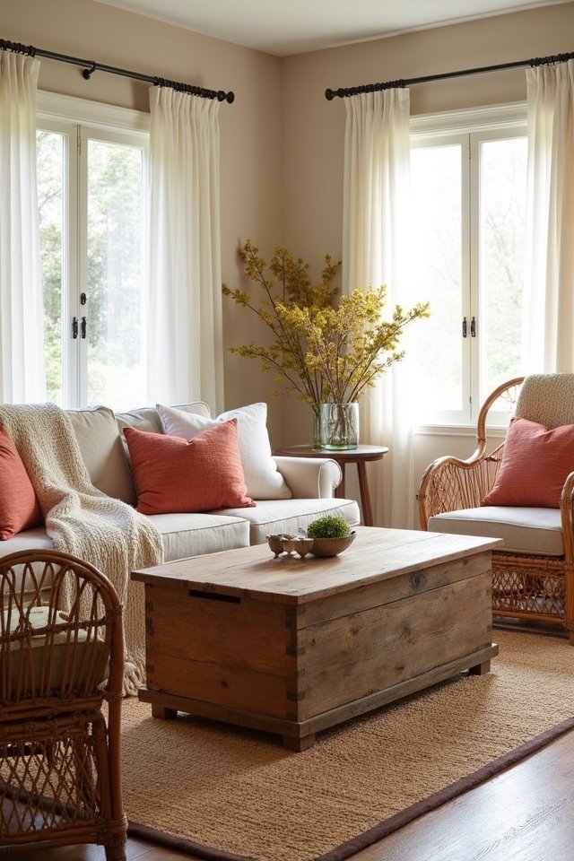 cozy woven rattan accents