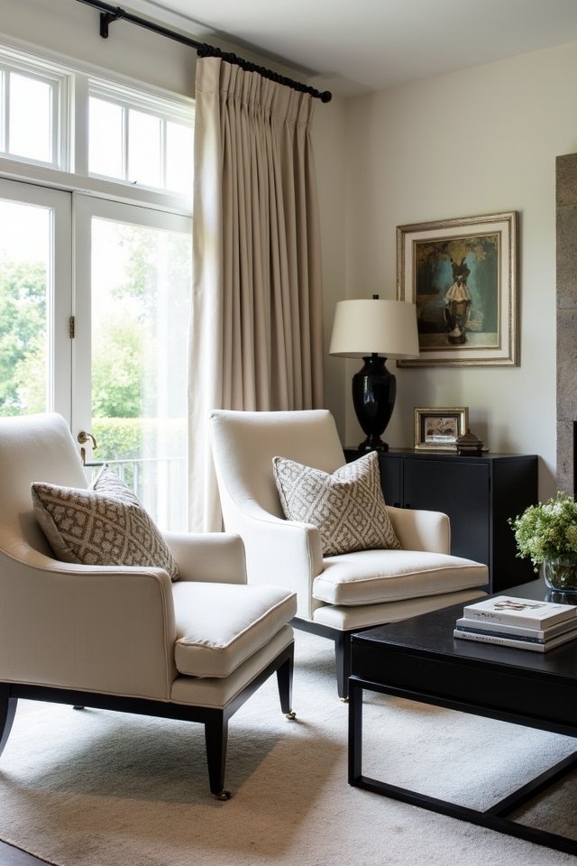 cream accent chairs elegance