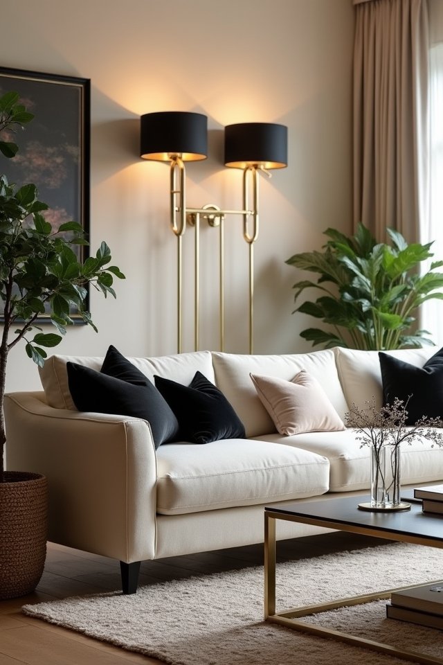 cream fixtures black shades