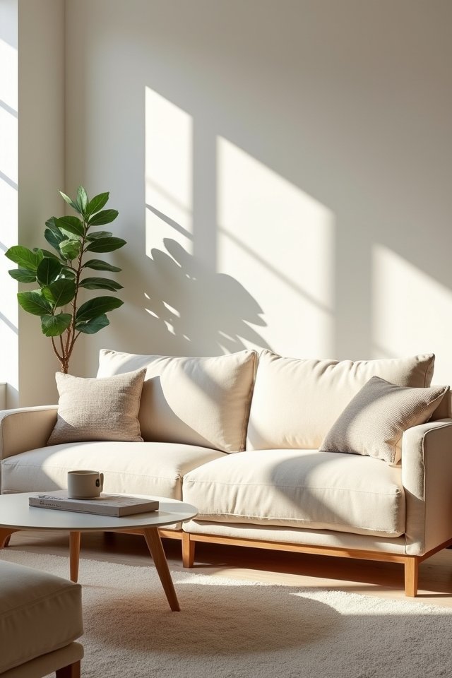 cream sofa minimalist tranquility