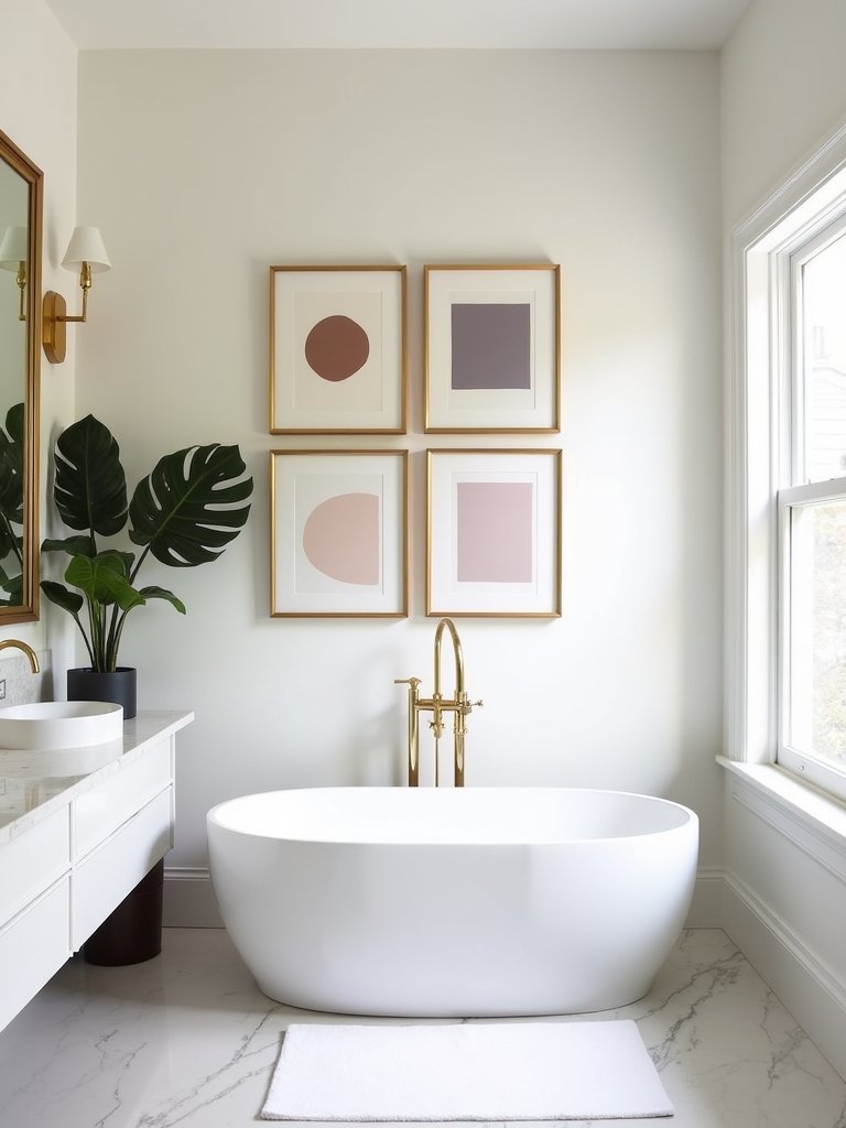 creative bathroom gallery wall
