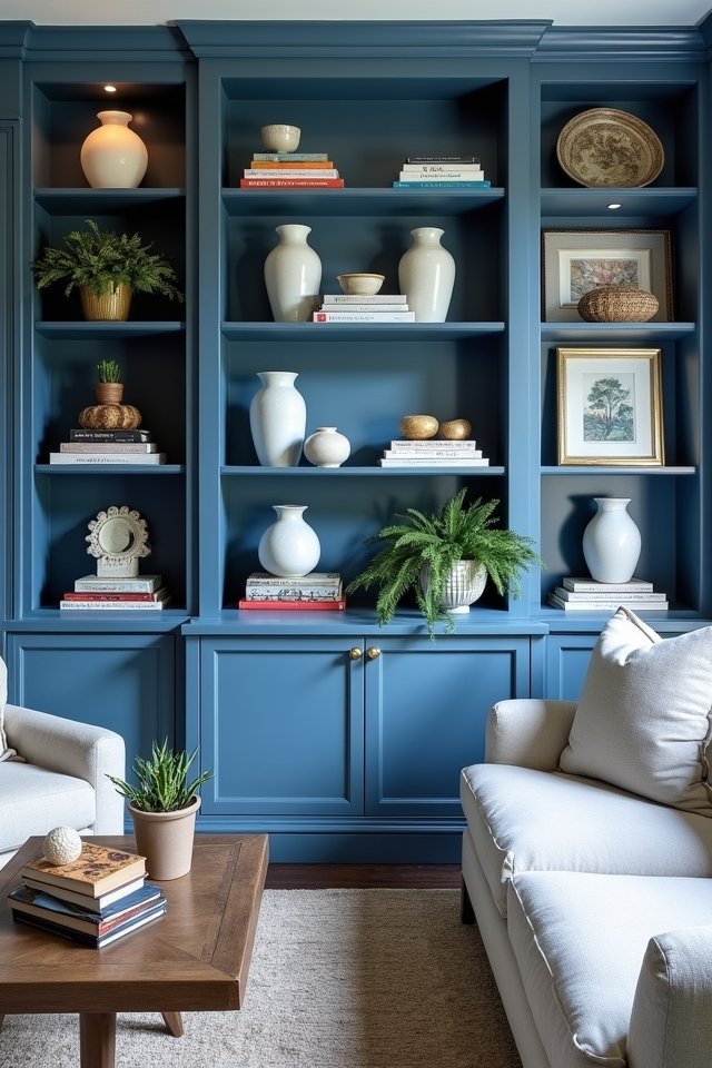 creative blue shelf display