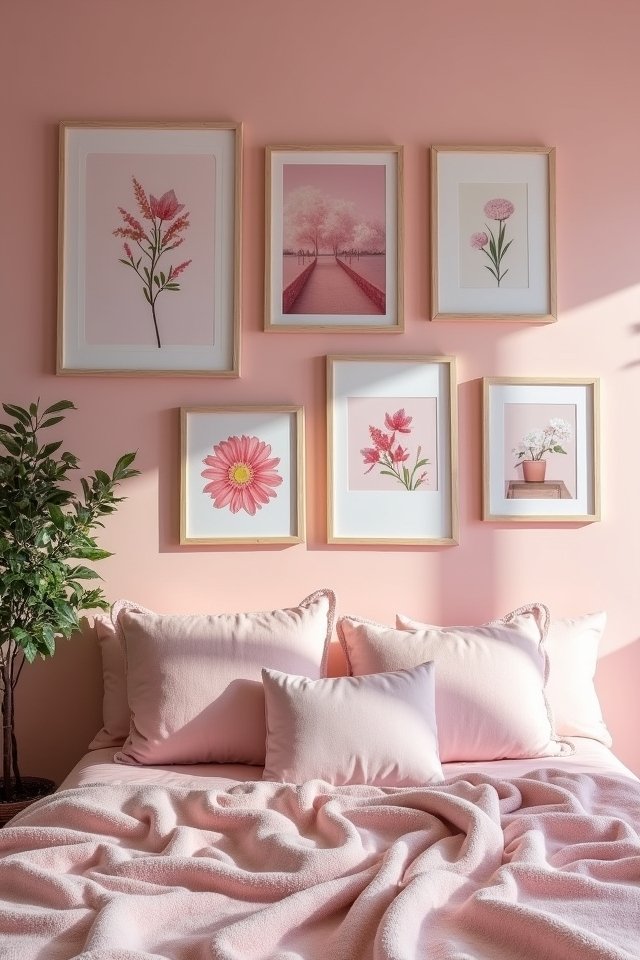 creative pink gallery wall