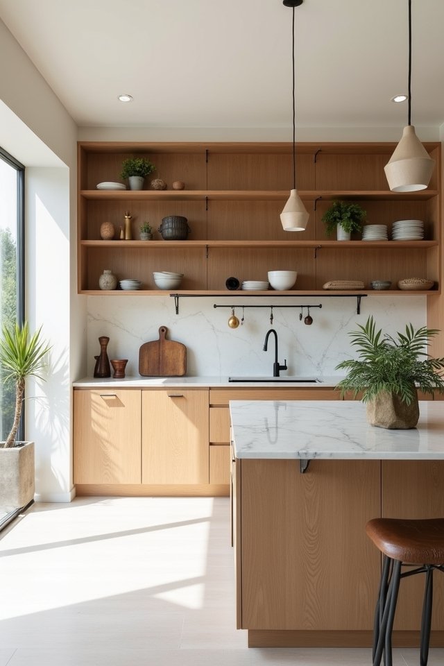 curated minimalist open shelving