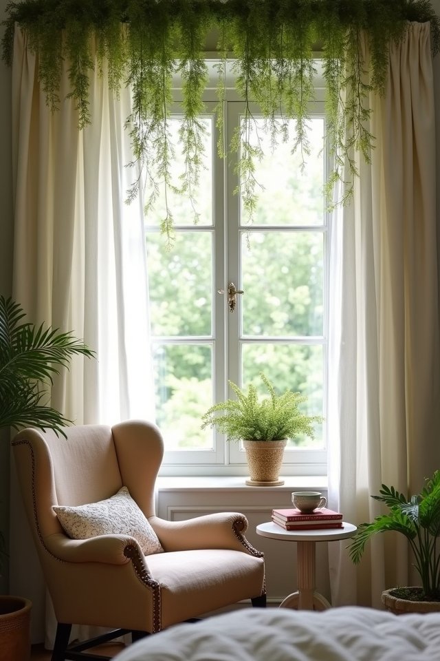 curtains as plant backdrop
