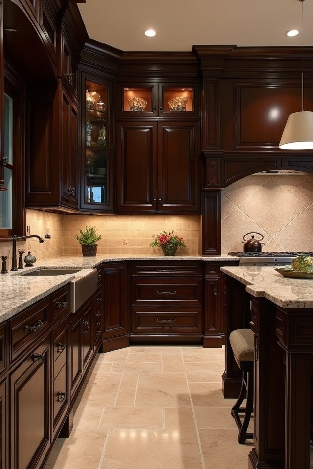 custom espresso wood built ins
