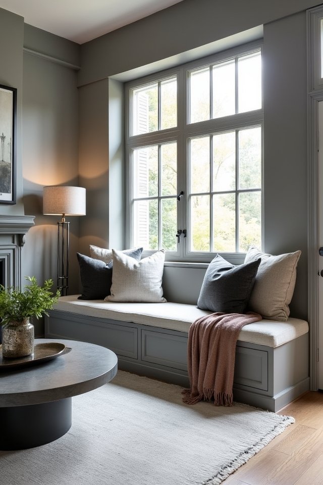 custom grey storage bench