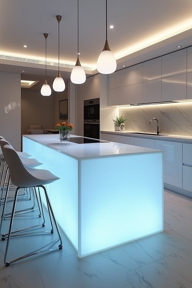 custom lit glass island elegance