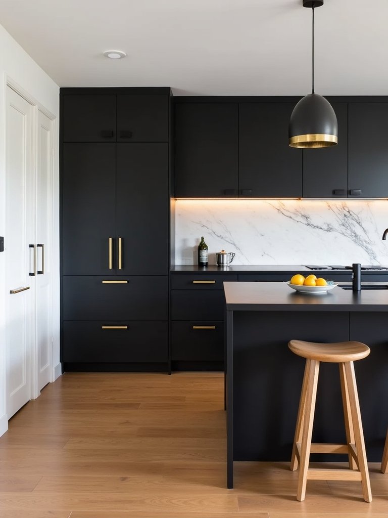dark cabinets light flooring